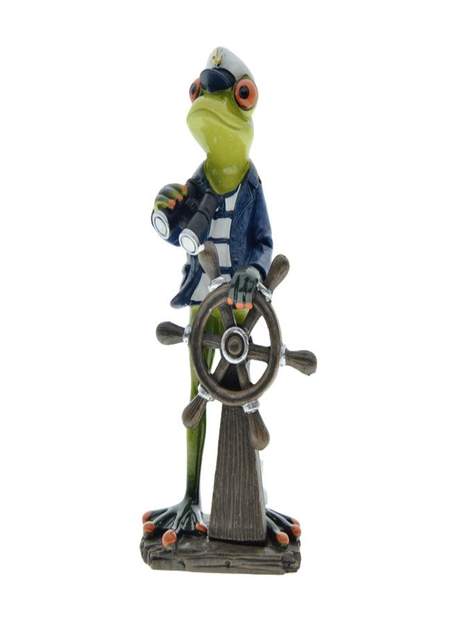 Queemie Creative Frog Captain Steering Resin Statues, Navy Skipper Mascot Frogs Sculptures Collectible Figurines for Marine Sailing Lovers Home Office Decorations Gifts - Image 1